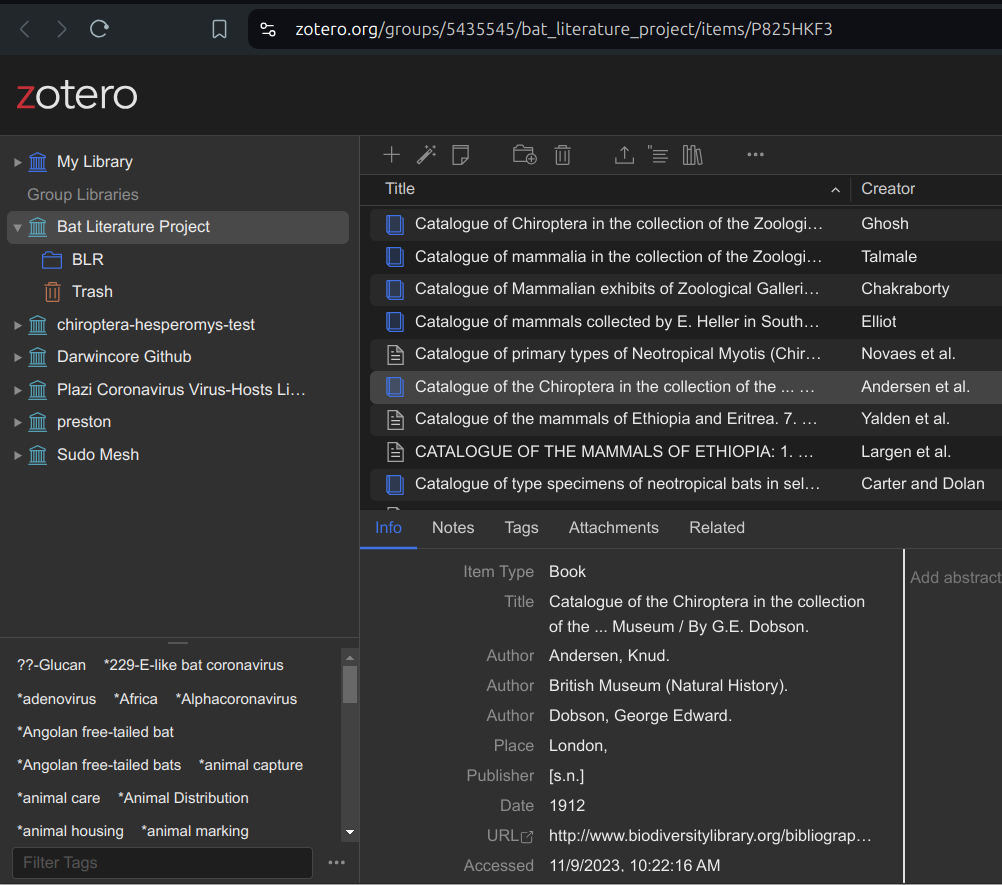 Members only Zotero record in the Bat Literature Project as accessed at https://www.zotero.org/groups/5435545/bat_literature_project/items/P825HKF3 on 2024-10-22